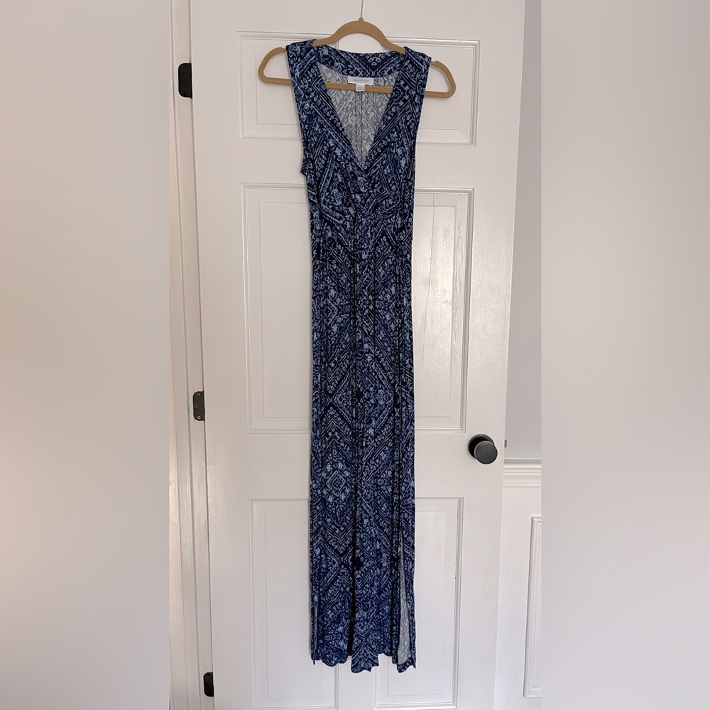 Blue maternity maxi dress, light weight, size medium, worn once